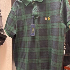 Polo by Ralph Lauren Dark Green and Black Plaid Polo Shirt